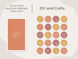 DIY and crafts social media story and highlight cover icons set vector