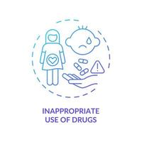 Inappropriate drugs use concept icon vector