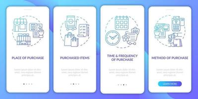 Customer behaviour patterns onboarding mobile app page screen with concepts vector