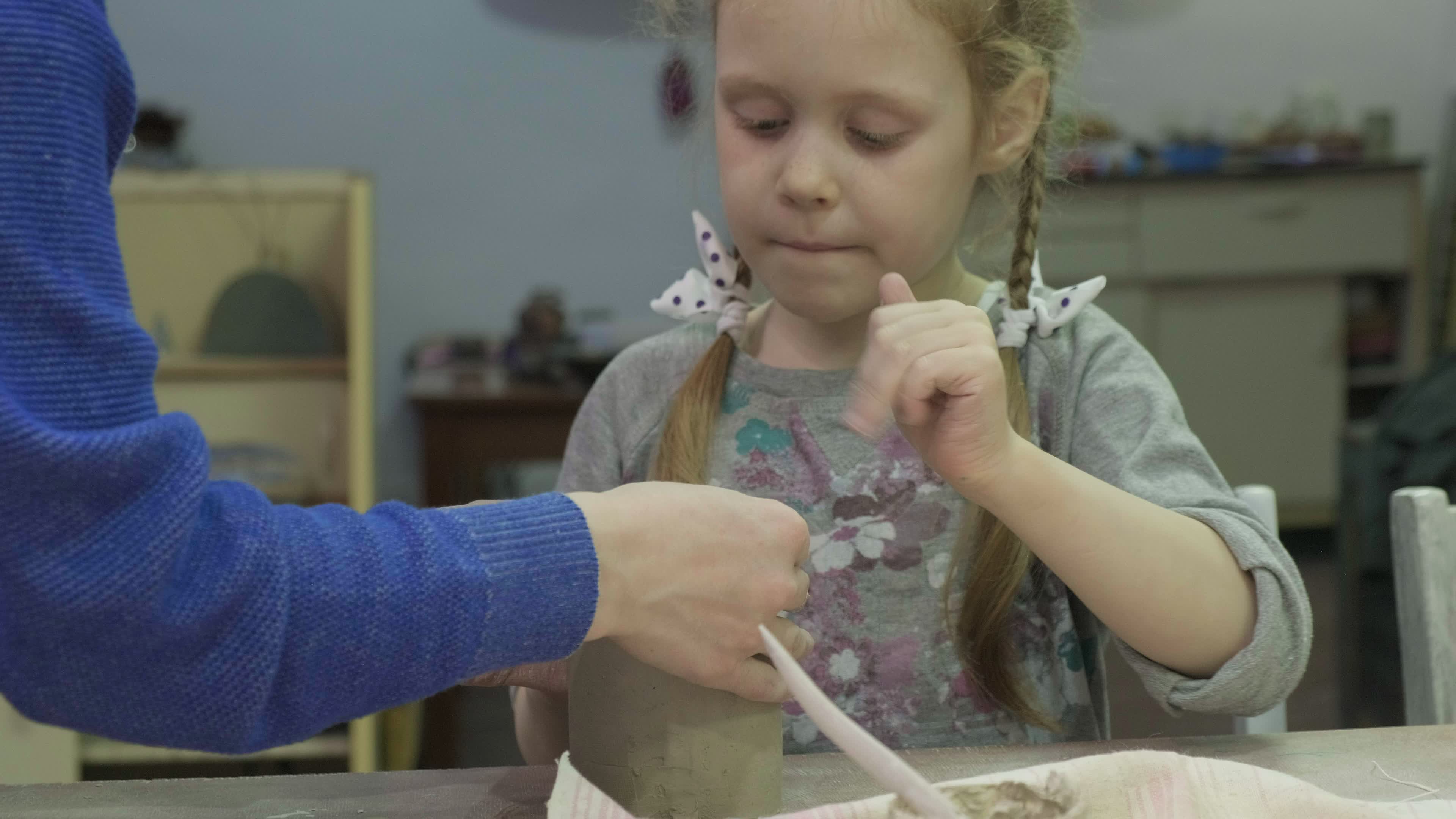 Children master class in clay modeling Ceramic 2487452 Stock