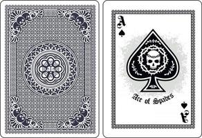 skull with ace spades playing card vector