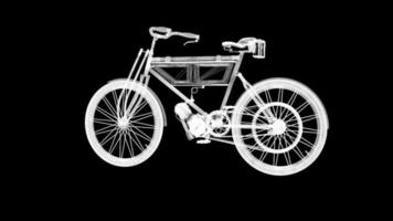 Old ashioned unique bicycle with added engine video