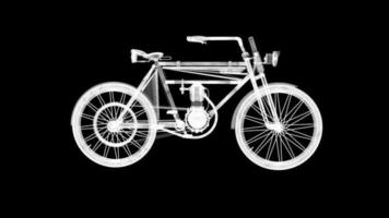 Old ashioned unique bicycle with added engine video
