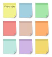 Set of sticky notes with flat and pastel color design  Vector