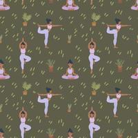 patrón de fondo de una clase de yoga. las chicas hacen pilates y meditación