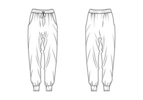 Women fashionable patiyala pant flat sketch vector