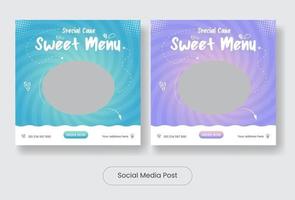 Sweet Menu social media post template banner set vector