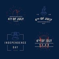 Fourth of July Typography Design Collection  4th of July vintage style Independence Day Designs vector