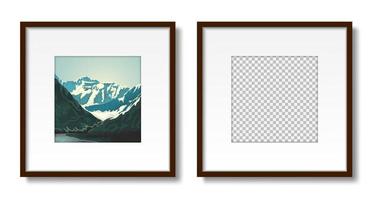 Two frames with passepartout on the wall mockup vector