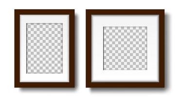 Two photo frames with passepartout on the wall mockup vector