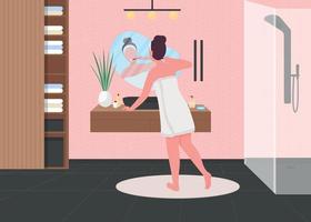 Morning routine flat color vector illustration
