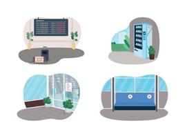 Covid lockdown 2D vector web banner set