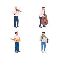 Orchestra musicians flat color vector faceless character set