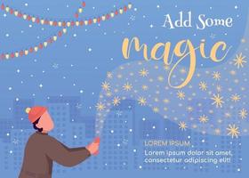 Add some magic poster flat vector template