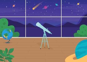 Astronomical observatory flat color vector illustration