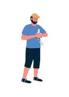 Man with bird flat color vector character