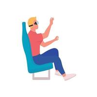 Using virtual reality devices flat color vector faceless character