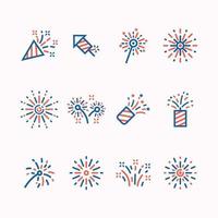 Set of Firework Line Art Icon vector