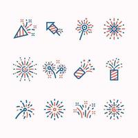 Set of Firework Line Art Icon vector