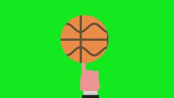 Animación de pelota de baloncesto giratoria en la yema del dedo.