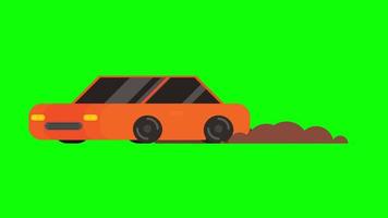 animiertes laufendes Auto mit Rauch video