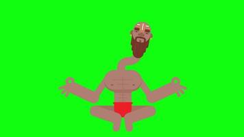 animierter lustiger Charakter, der in der Yoga-Pose sitzt video