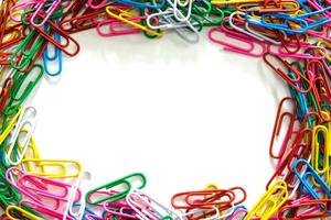 Closeup multicolors of paper clips photo