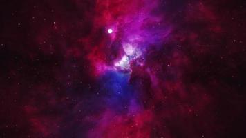 Space flight dark blue purple cloud nebula loop video