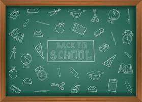 back to school chalkboard with doodles vector