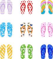 set of colorful flip flop shoes vector