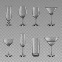 set of empty cocktail glasses vector