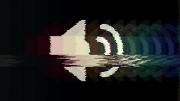 Schwarz-Weiß-Lautsprechersymbol mit Retro-VHS-Glitch-Effekt video