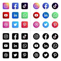 conjunto de iconos de redes sociales populares vector