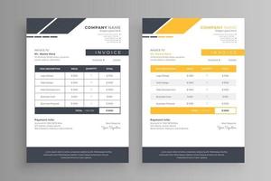 yellow and gray stripe invoice design vector