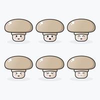 Set of cute mushroom cartoon characters vector