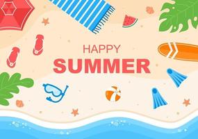 Happy Summer Time on Beach Illustration vector