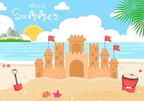 Happy Summer Time on Beach Illustration vector