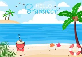 feliz verano en la ilustración de la playa vector