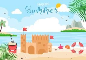 Happy Summer Time on Beach Illustration vector