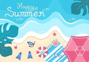 Happy Summer Time on Beach Illustration vector
