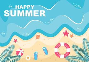 Happy Summer Time on Beach Illustration vector