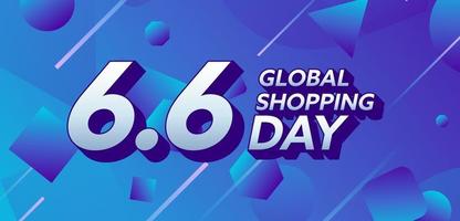 concepto de diseño plano 6 6 día global de compras vector