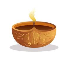 Happy diwali diya candle isolated vector design