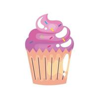 delicioso cupcake icono de celebración de cumpleaños vector