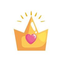 crown with heart sticker retro style icon vector