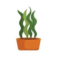 house plant in ceramic pot in orange color isolated icon vector