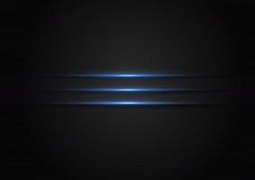 Abstract horizontal blue light line on metallic black background with space for text vector