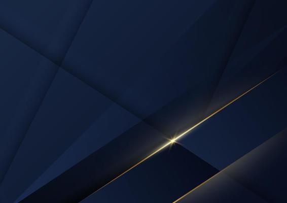 Abstract dark blue luxury background with golden line diagonal