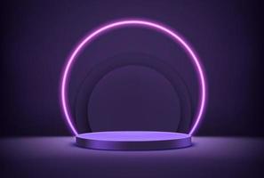 Empty stage with circle neon lighting vector