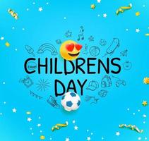 Childrens day greeting card with doodling elements vector